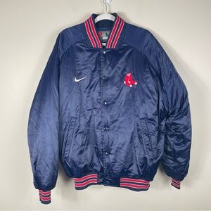 Nike Boston Red Sox Jacket Mens Large Blue Red Button Front Sports Baseball